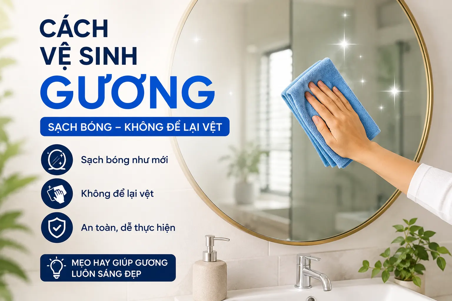 Cách vệ sinh gương không để lại vệt giúp gương trang trí luôn sạch bóng như mới