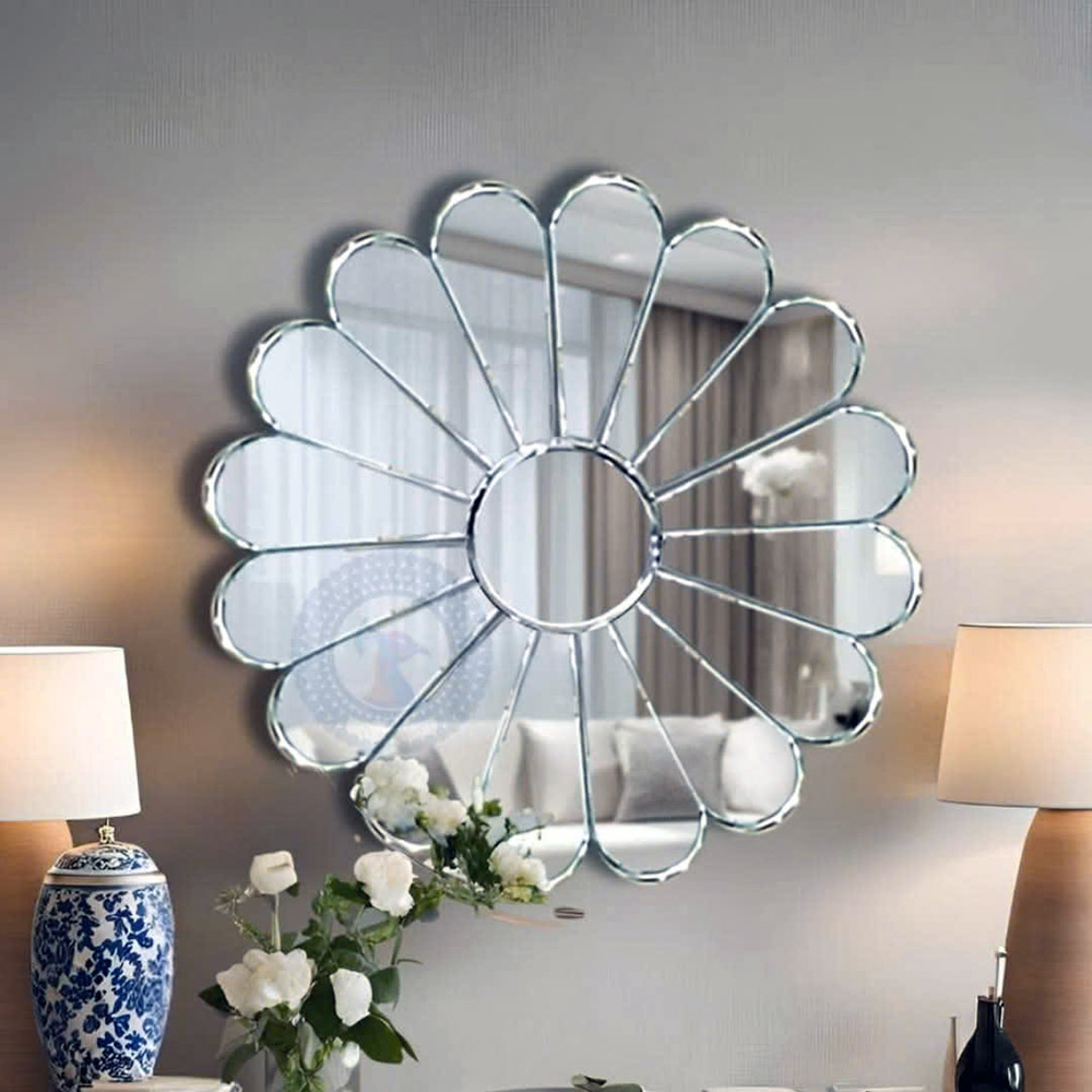 Gương trang trí phòng khách tròn cao cấp Gương trang trí phòng khách tròn nghệ thuật treo tường sang trọng